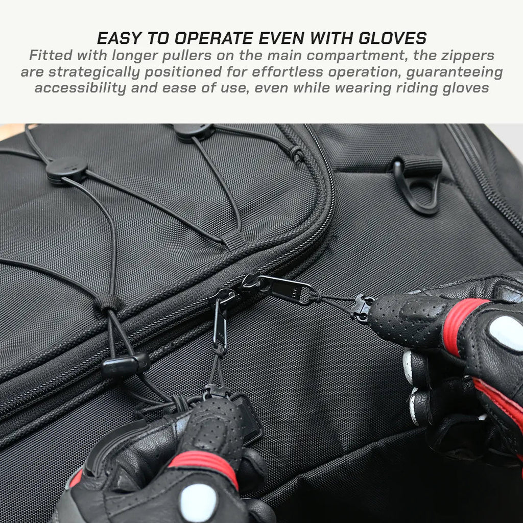 Viaterra Claw Pro tail bag full product view with mounting straps extended