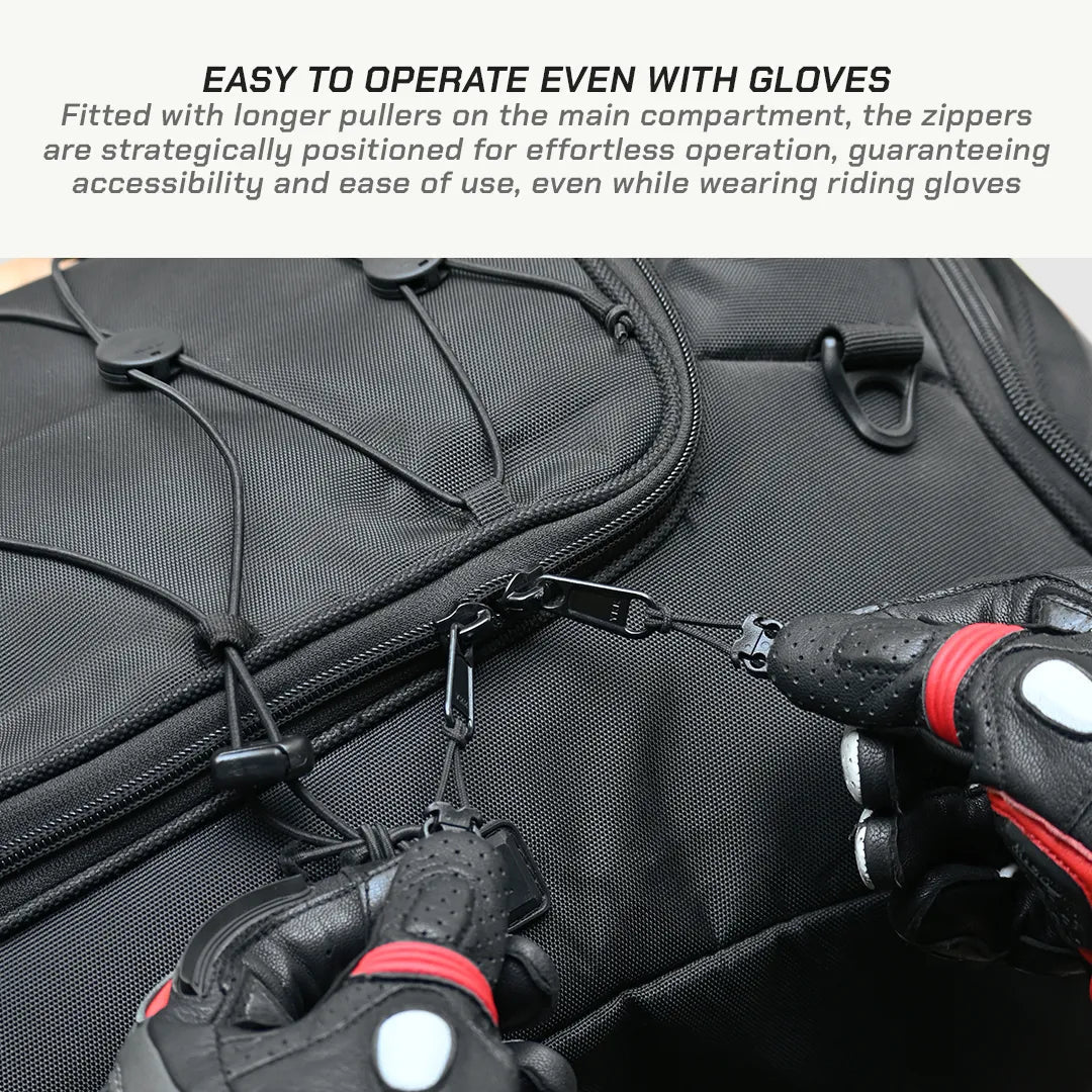 Viaterra Claw Pro tail bag full product view with mounting straps extended