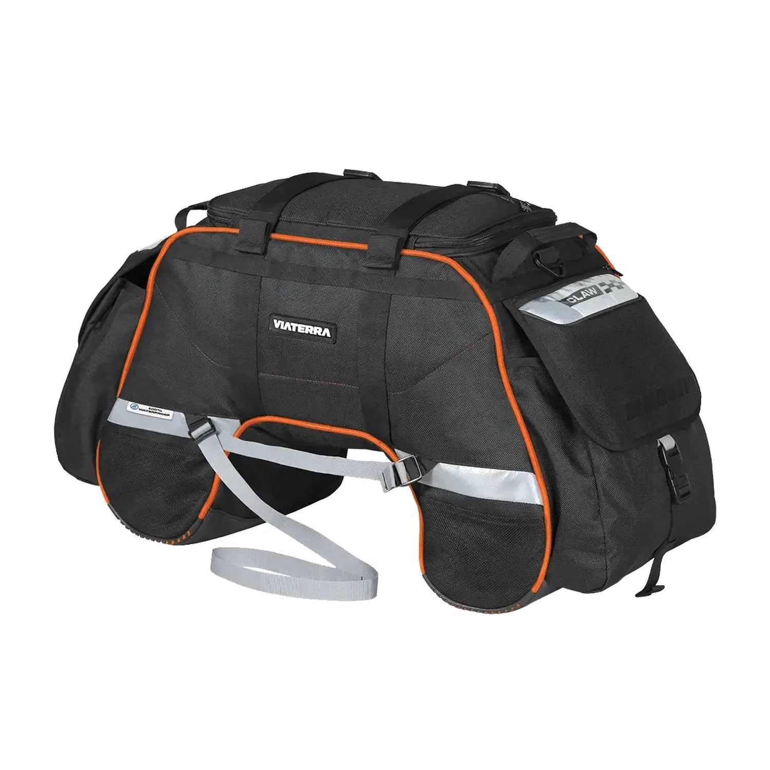 Viaterra Claw waterproof motorcycle tail bag in orange, universal fit