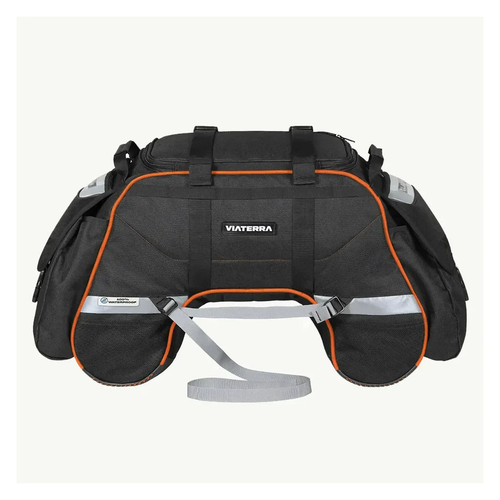 Viaterra Claw orange tail bag roll-top closure detail