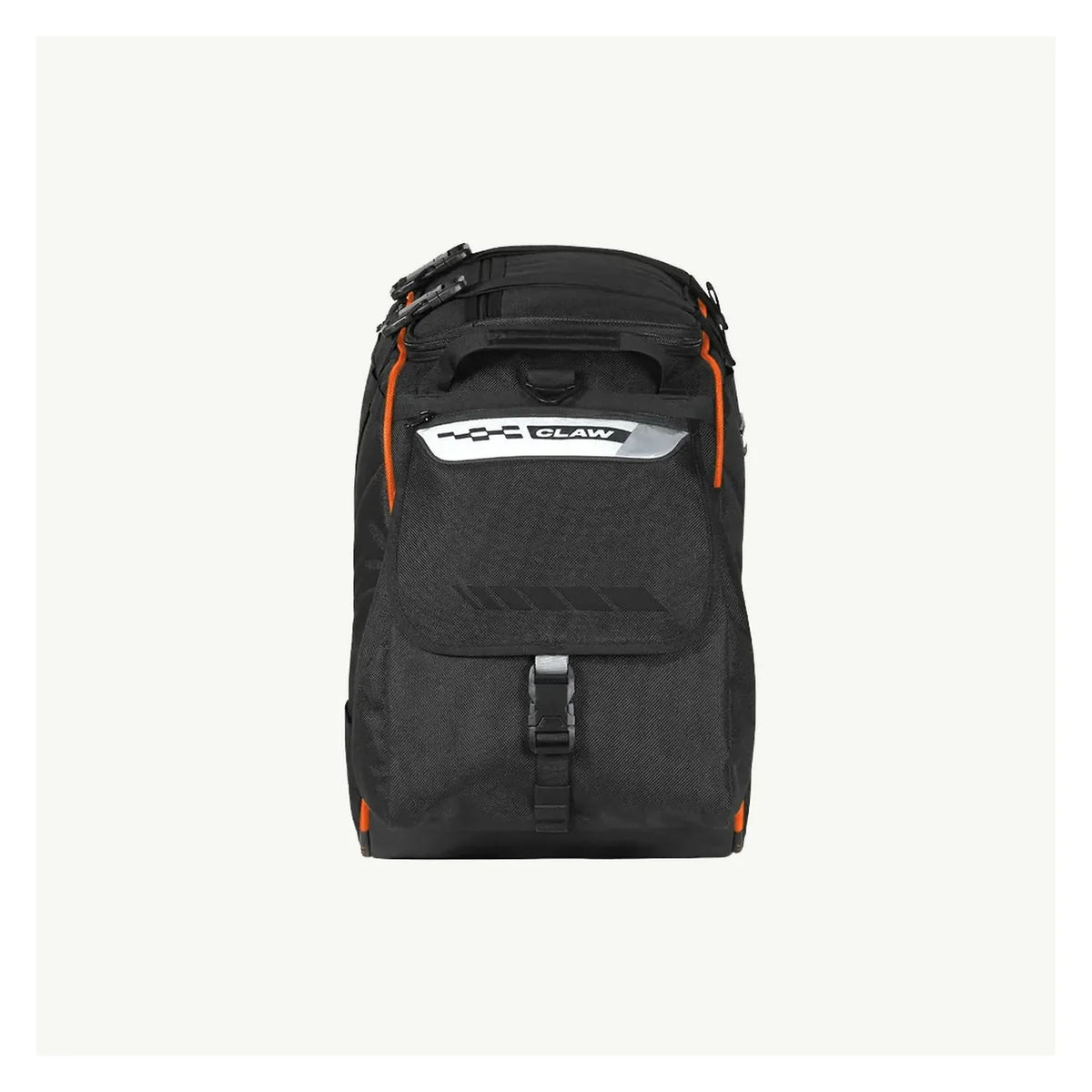Viaterra Claw orange tail bag loaded and mounted for touring