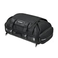 Black Viaterra tail bag with side zip pocket, reinforced corners, and strap buckles