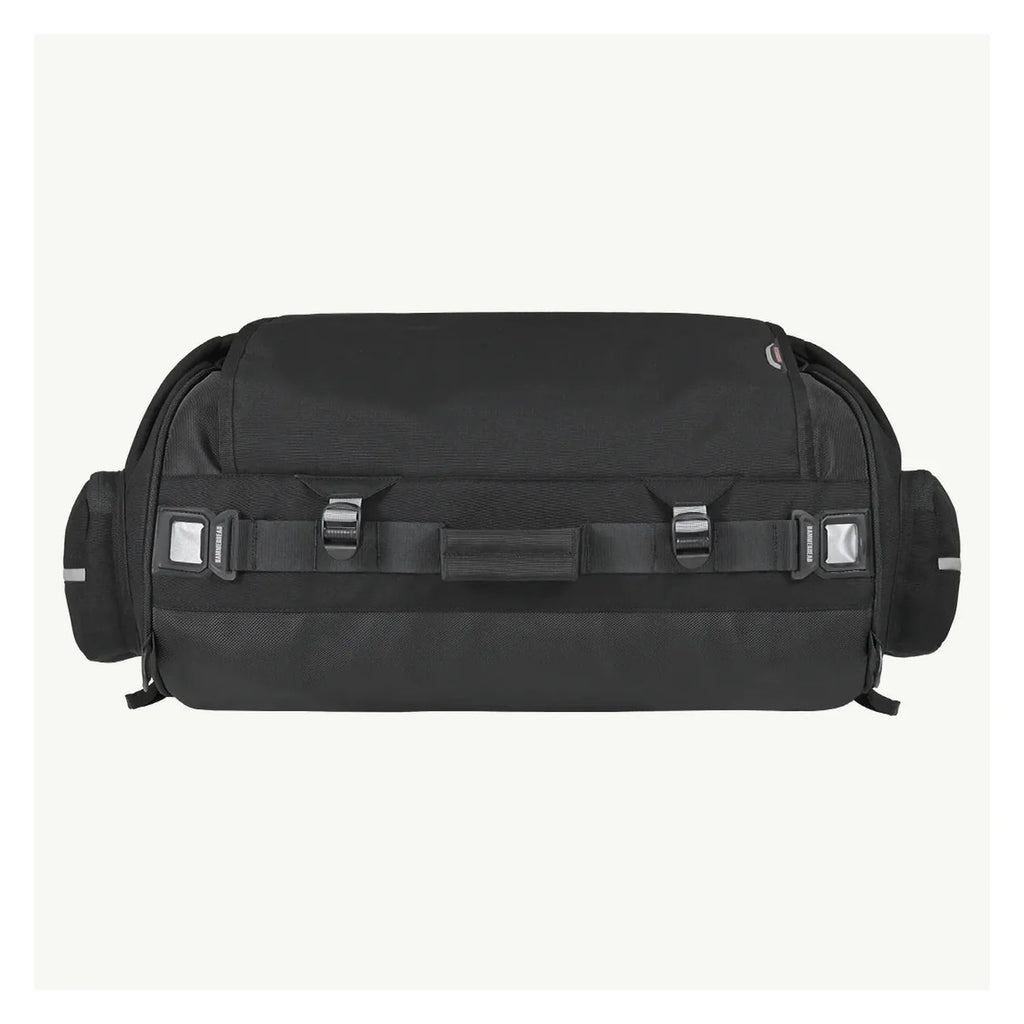 Viaterra Hammerhead 75L tail bag loaded with camping gear