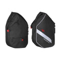 Black motorcycle trail pannier pair with straps, red tabs, white trim and TRAILPACK 2.0