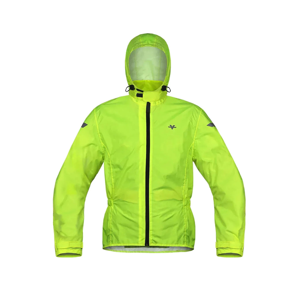 Viaterra M200 rain jacket worn over riding gear