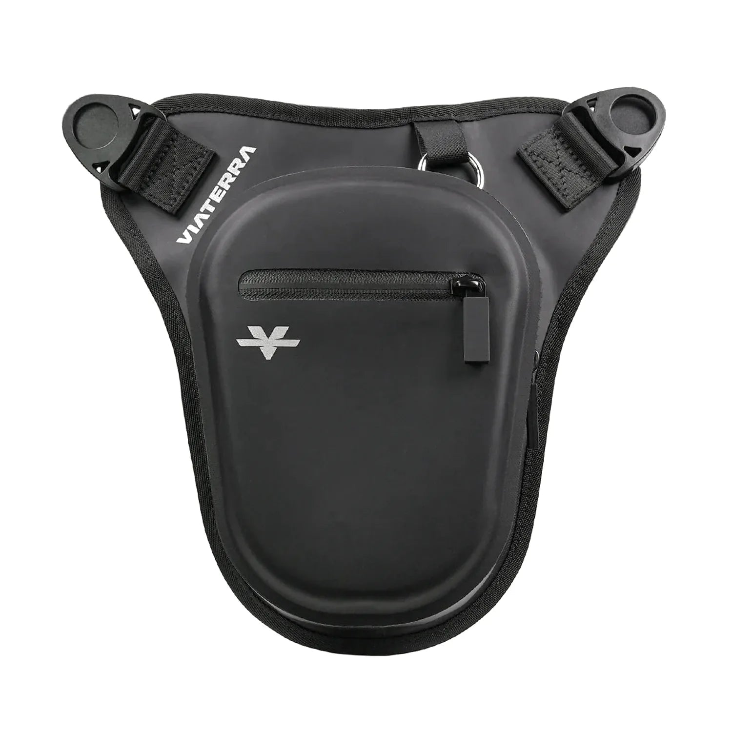 Viaterra waterproof thigh bag worn on the leg while riding